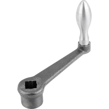 Kipp Crank Handle To DIN 469 Square Socket Sw=14 +0, 3, A=100, H=102, Form:F Mach Handle Fixed, Cast Iron,  K0685.110X14